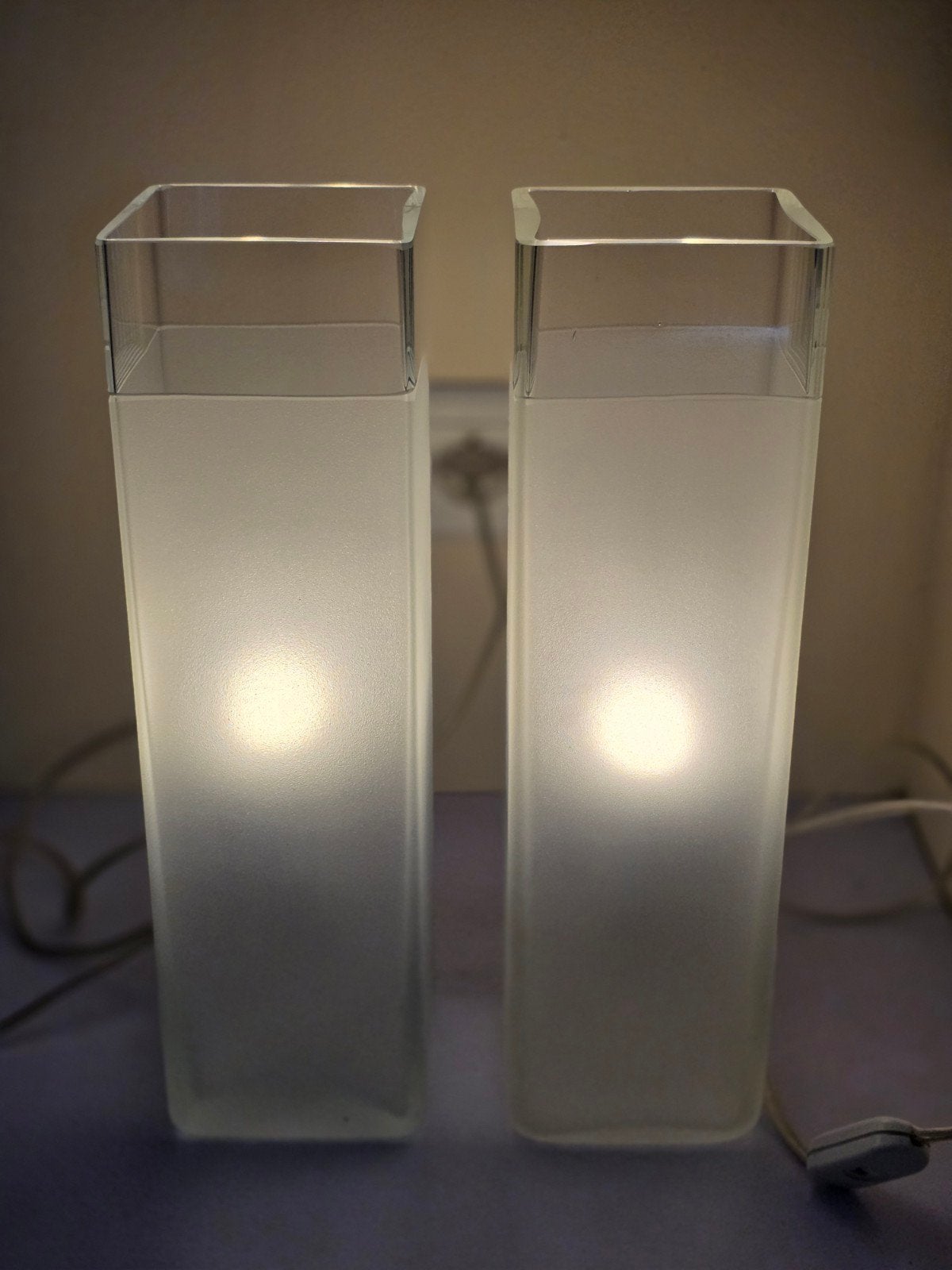 Lot de 2 lampes de table design, éclairage d'ambiance., Blanc, Enlèvement, Verre, Design