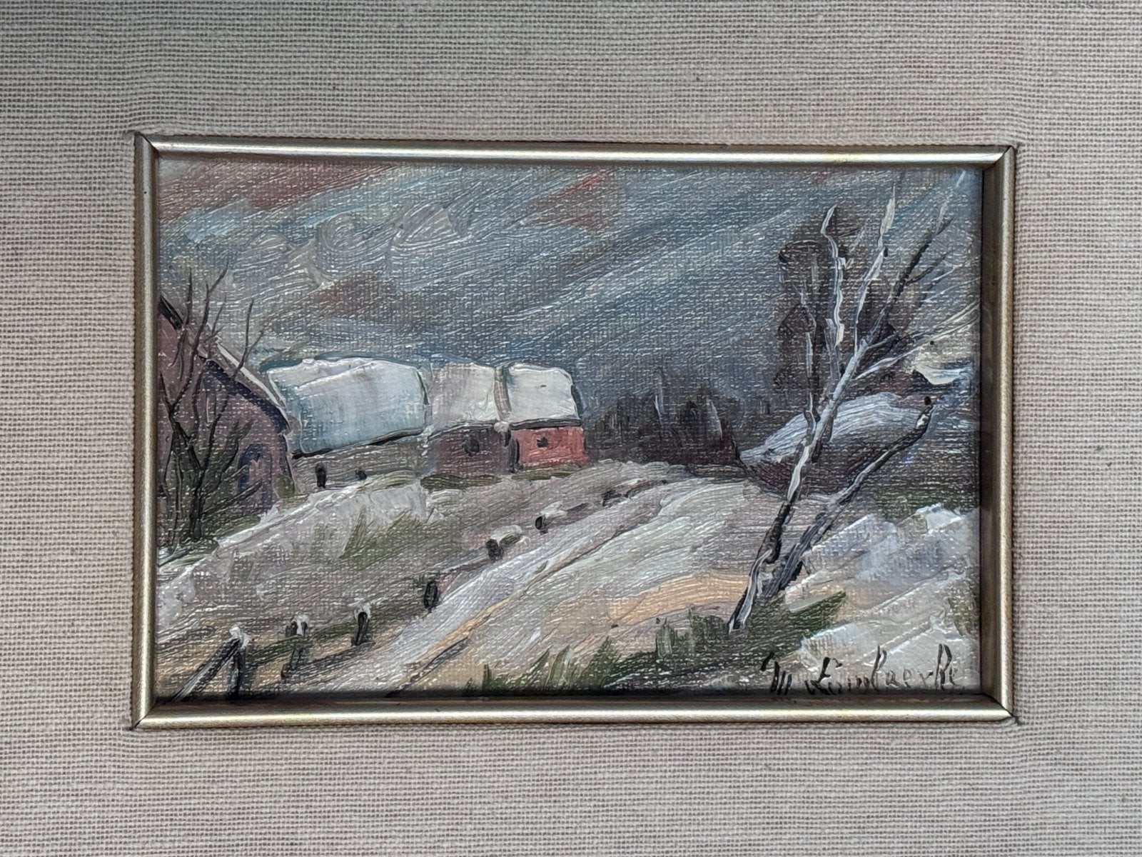 Marie LAMBREXHE « Paysage ardennais enneigé » peinture huile, Enlèvement ou Envoi, Paysage