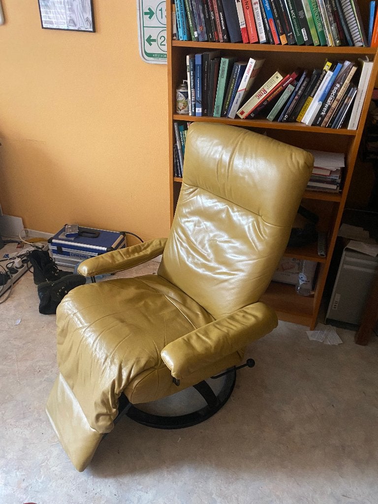 Fauteuil inclinable, Maison & Meubles, 125 à 150 cm, Enlèvement, Utilisé, Cuir