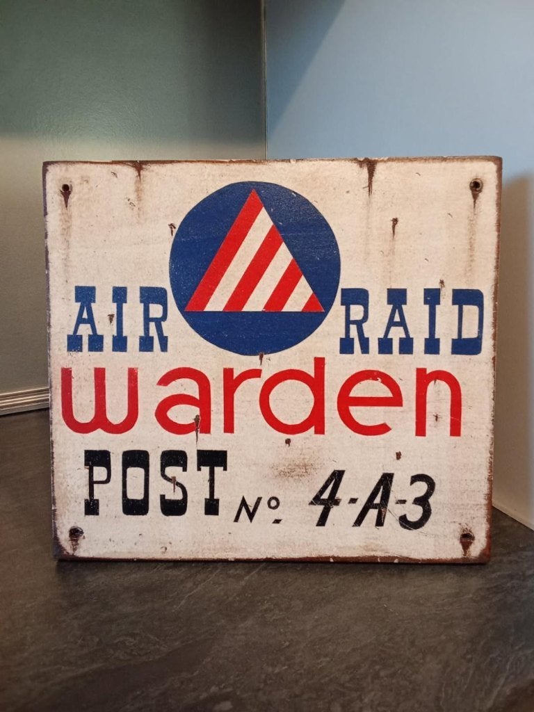 Panneau anglais WW2 - DEFENSE PASSIVE : AIR RAID WARDEN, Collections, Enlèvement ou Envoi
