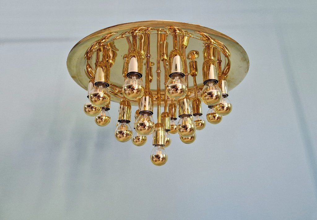 Plafonnier Sputnik XXL en laiton, design Space Age, 1970, Enlèvement ou Envoi