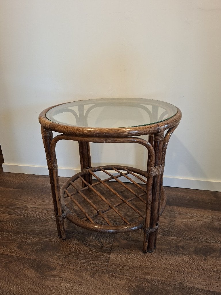 Klassieke houten bijzettafel, 45 tot 60 cm, Klassiek, Rond, Zo goed als nieuw