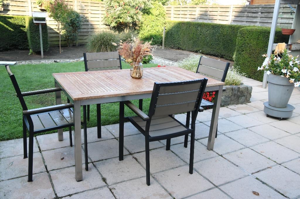 Terrasset, Jardin & Terrasse, Ensembles de jardin, Utilisé, Salons de jardin, Inox, 6 places, Table à dinner, Chaise, Enlèvement