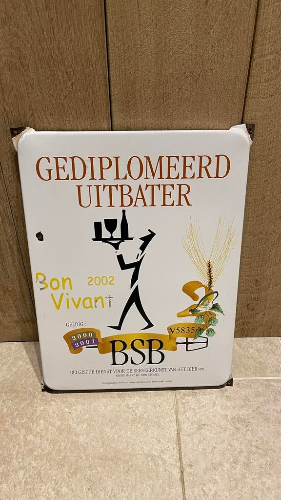 Emaille uitbater., Ophalen of Verzenden, Gebruikt, Reclamebord
