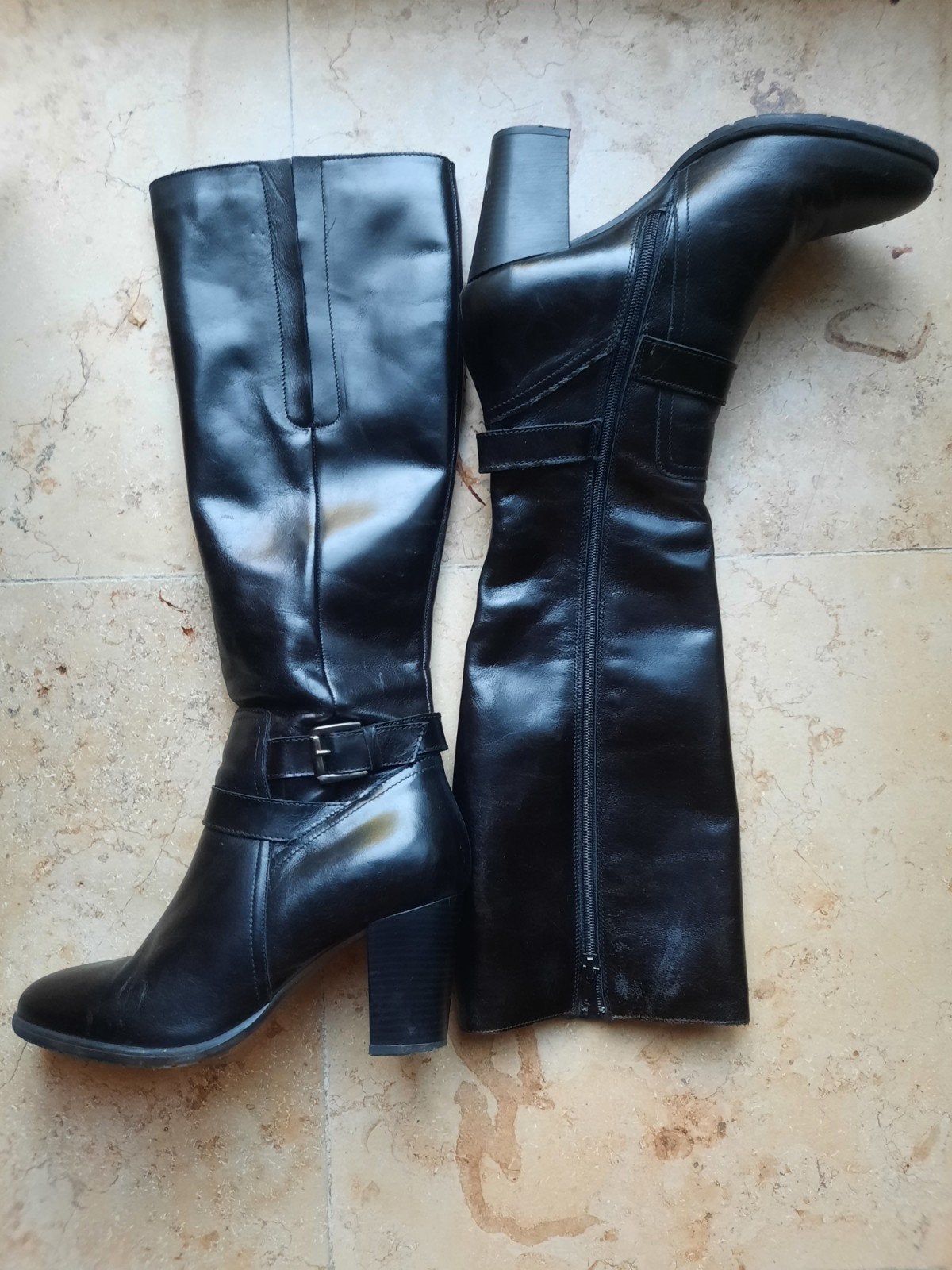 Zwarte lederen dameslaarzen maat 38, Kleding | Dames, Schoenen, Ophalen