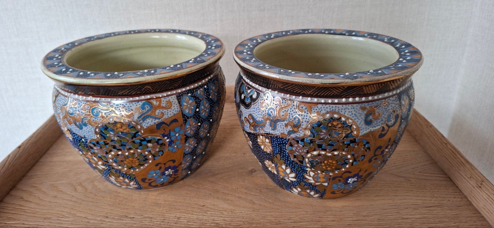 2 pots/pots de fleurs japonais vintage, Antiquités & Art, Enlèvement