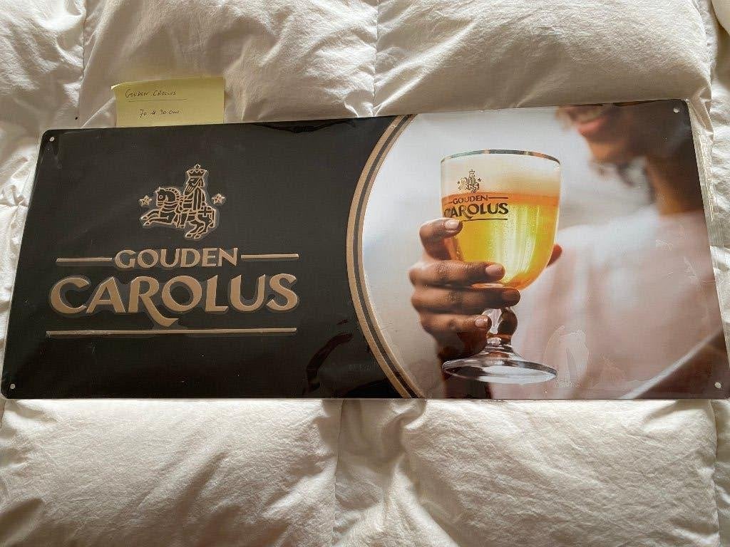 Plaque en métal bière "GOUDEN CAROLUS", Enlèvement, Neuf, Panneau, Plaque ou Plaquette publicitaire