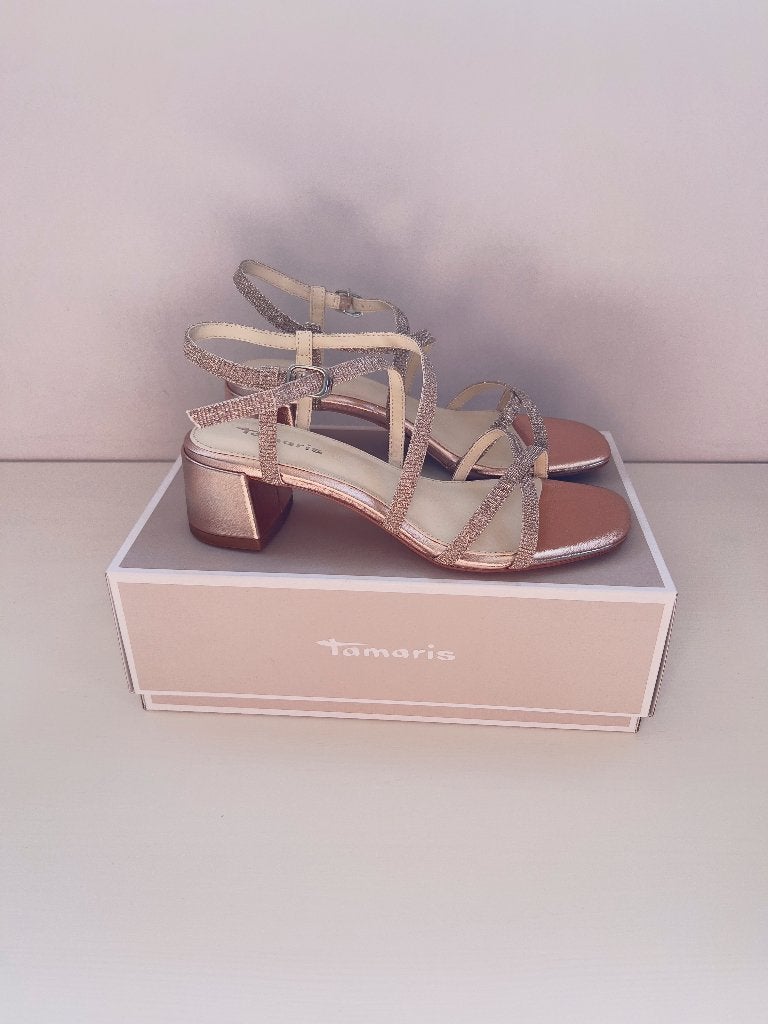 Tamaris Talina6 39 roségouden sandalen Nooit gedragen Talon, Tamaris, Nieuw, Roze, Sandalen of Muiltjes