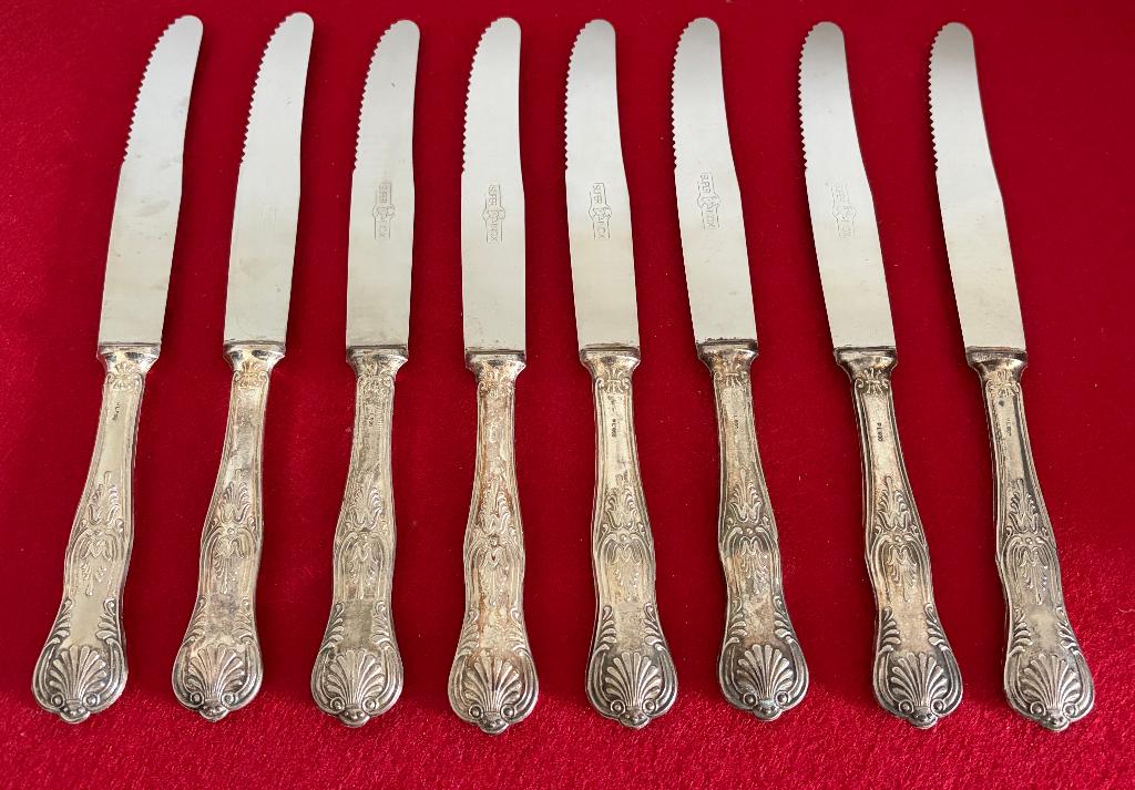 8 anciens couteaux en Argent Plaqué. Début 20ème Siècle, Antiquités & Art, Antiquités | Couverts, Enlèvement ou Envoi