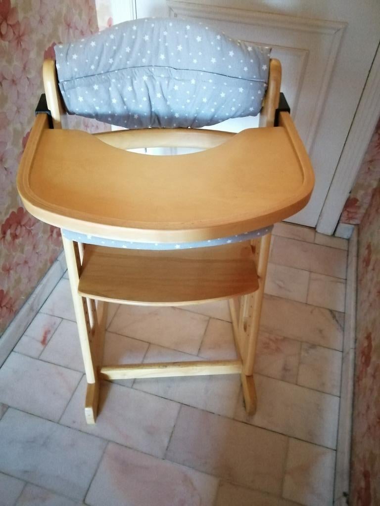 Chaise haute en bois naturel avec coussin (évolutive), Enlèvement