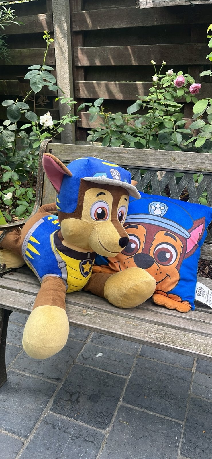 Paw patrol Chase knuffel en kussen, Paw Patrol, Ophalen, Zo goed als nieuw