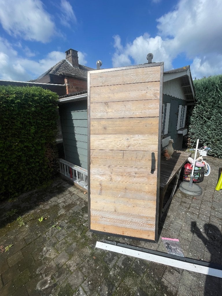 Schuifdeur vintage sterke hout, Comme neuf, Enlèvement, Bois, 150 à 225 cm