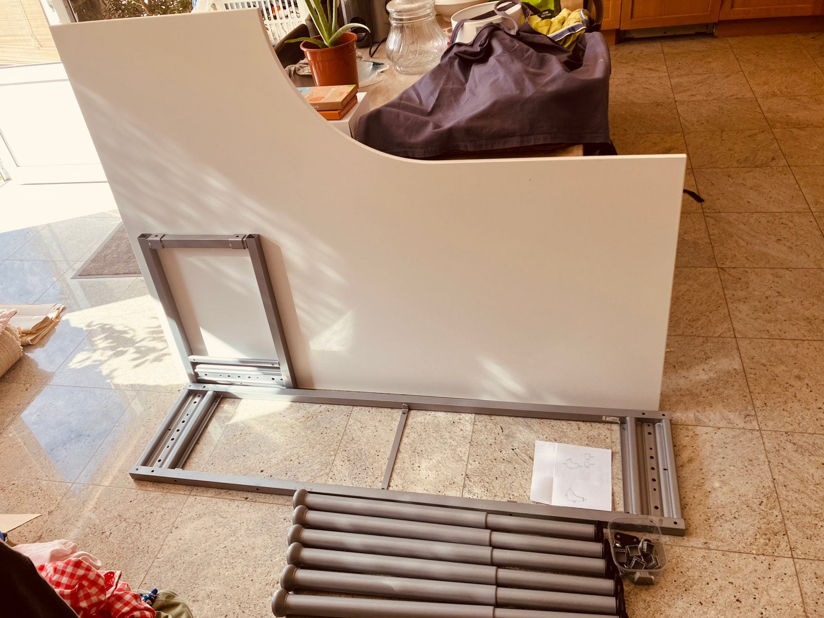 Wit hoekbureau galant 160x120/80  +2 bladen  van 80x60, Huis en Inrichting, Ophalen, Demontabel, Gebruikt, Hoekbureau