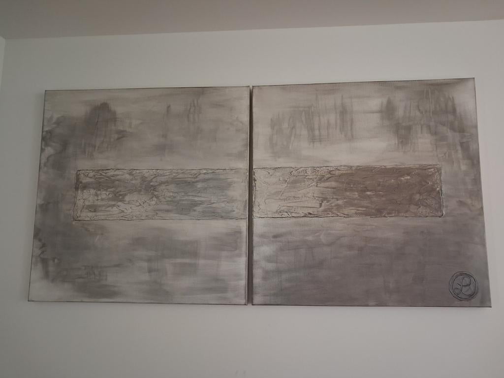 Modern schilderij tweeluik, Antiek en Kunst, Kunst | Schilderijen | Modern, Ophalen