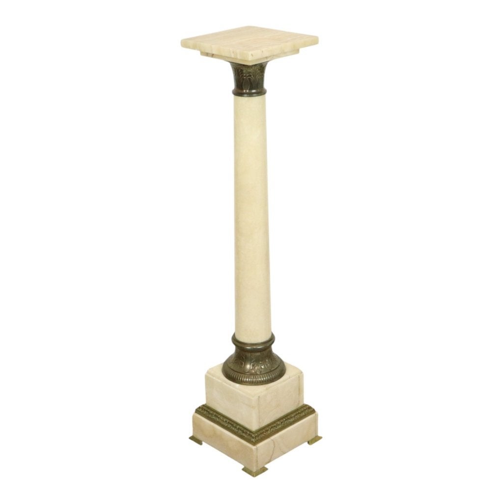 Antieke Zuil Sokkel Onyx Marmer en Brons 19de Eeuw 115cm, Huis en Inrichting, Woonaccessoires | Zuilen en Pilaren, Gebruikt, Ophalen