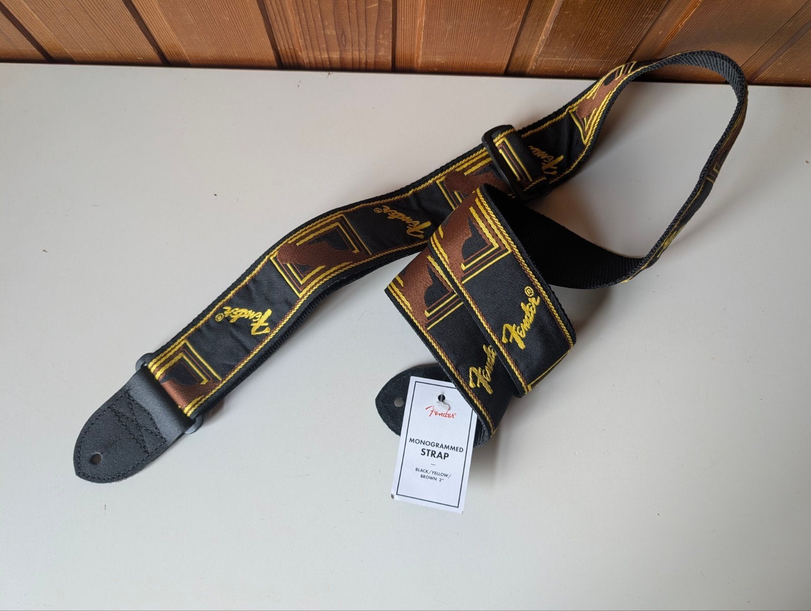 Spatbordband origineel zwart, geel, bruin, riem, Ophalen, Fender