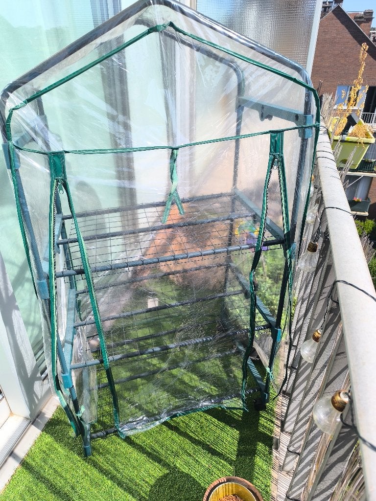 kleine balkon/tuinkas met 3 verdiepingen, Tuin en Terras, Ophalen, Overige materialen, Kweekkas, Zo goed als nieuw