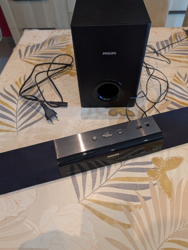 Barre de Son Philips HTL2160 + Caisson + Bluetooth, Enlèvement, Bluetooth, Utilisé