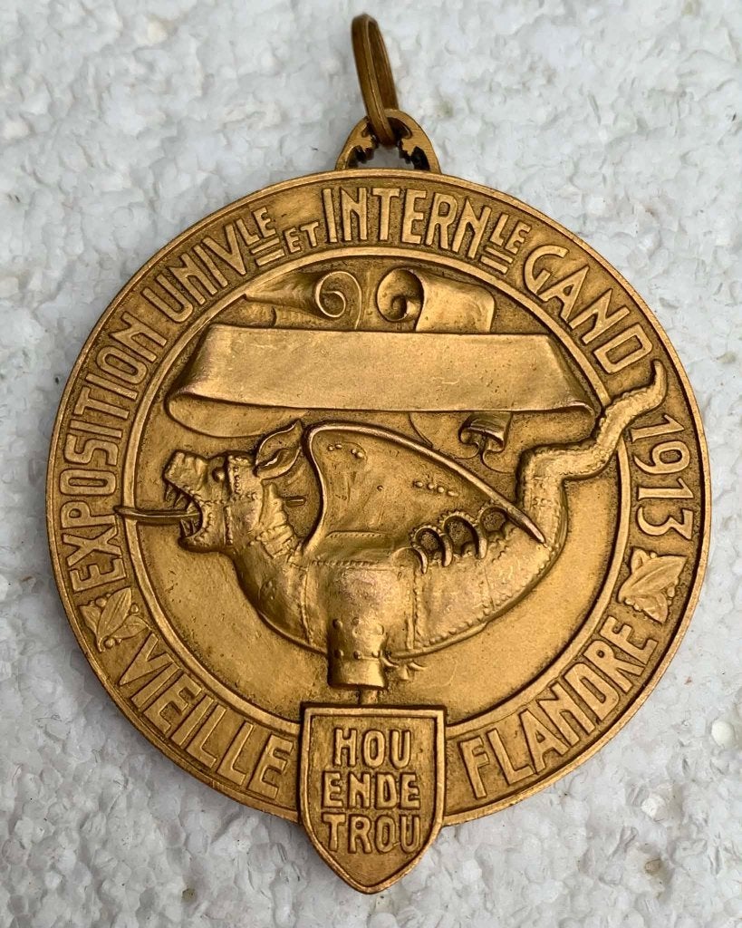 Medaille, penning GAND 1913, Expo Universele e International, Enlèvement ou Envoi, Autres matériaux