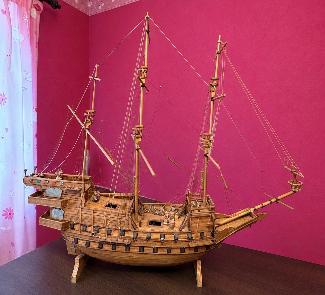 Uniek handgemaakt houten modelbouw schip, Ophalen, Gebruikt