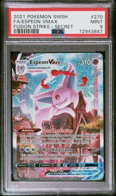Espeon VMAX (PSA 9) 270/264 - Fusion Strike | RareCards, Ophalen of Verzenden, Nieuw, Losse kaart