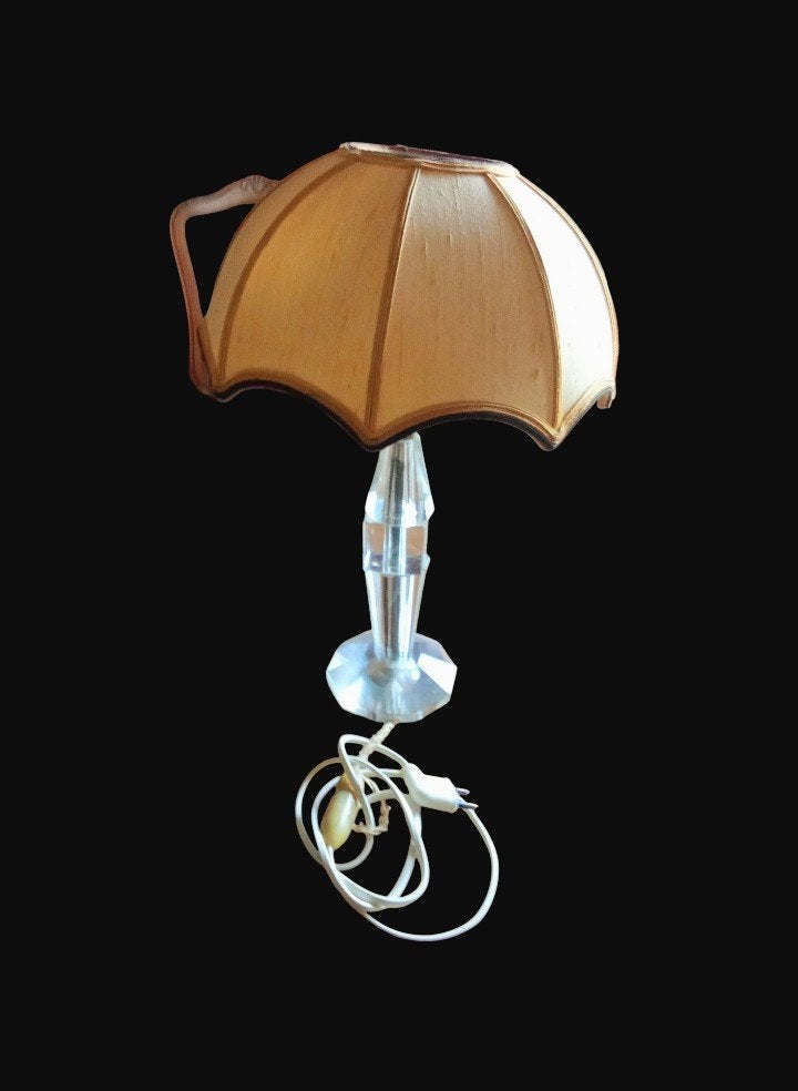vintage kristallen tafellamp, Ophalen of Verzenden, Beige