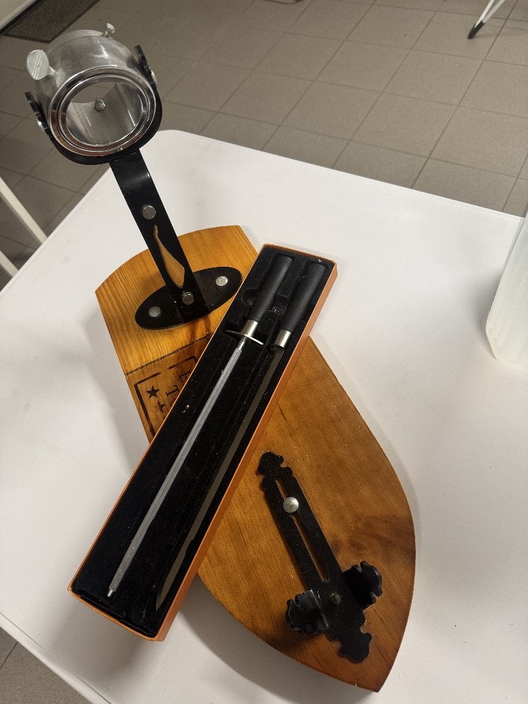 houder voor iberico ham + mes en wedmes, Autres marques, Brun, Comme neuf, Enlèvement