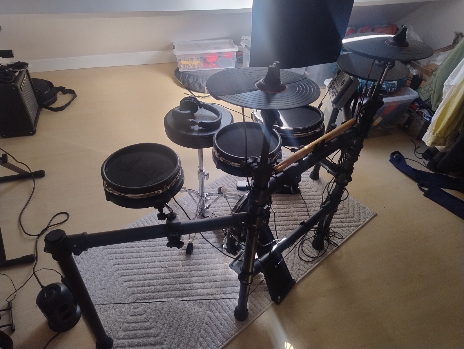 Tambour électrique Carlsbro (avec casque Pioneer), Musique & Instruments, Batteries & Percussions, Enlèvement, Comme neuf, Autres marques
