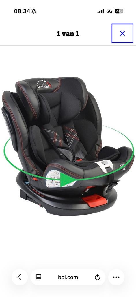 Autostoel Cangaroo Motion 360 volledig draaibaar, Kinderen en Baby's, Autostoeltjes, Zo goed als nieuw, Isofix, Ophalen