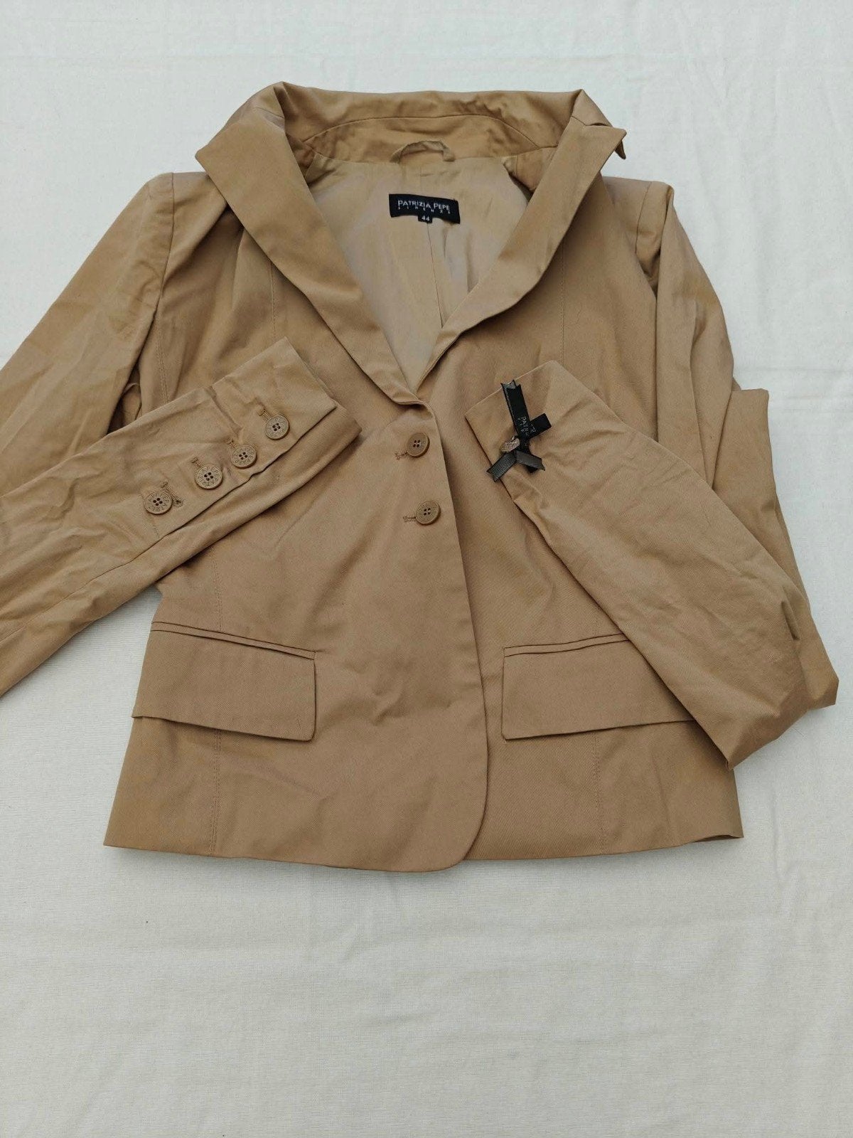 Blazer Patrizia Pepe beige camel – taille 44 IT / 40 FR, Kleding | Dames, Jasjes, Kostuums en Pakken, Ophalen of Verzenden, Beige