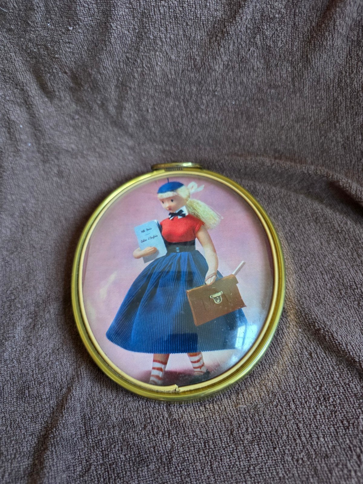 un médaillon décoratif rond sous verre dans un cadre en lai, Antiquités & Art, Enlèvement ou Envoi