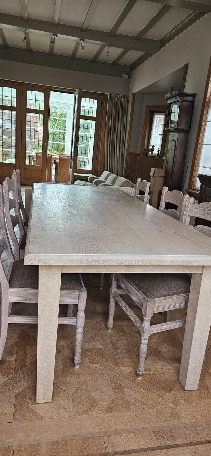 Table à manger avec 6 chaises en chêne clair, Maison & Meubles, Salles à manger complètes, Enlèvement, Comme neuf