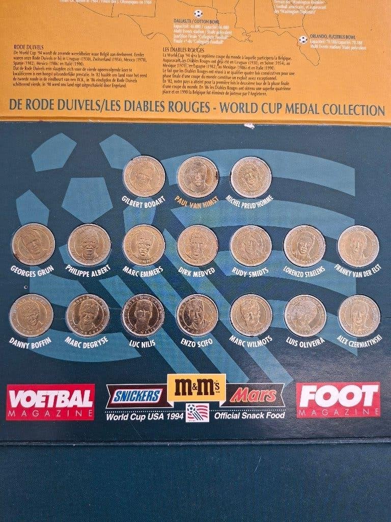 munten rode duivels WK voetbal 1994 (set 17 munten), Enlèvement, Métal, Série