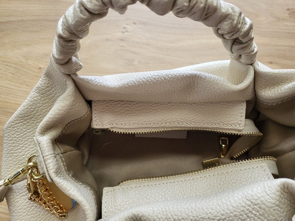Handtas, Ophalen of Verzenden, Zo goed als nieuw, Beige, Handtas