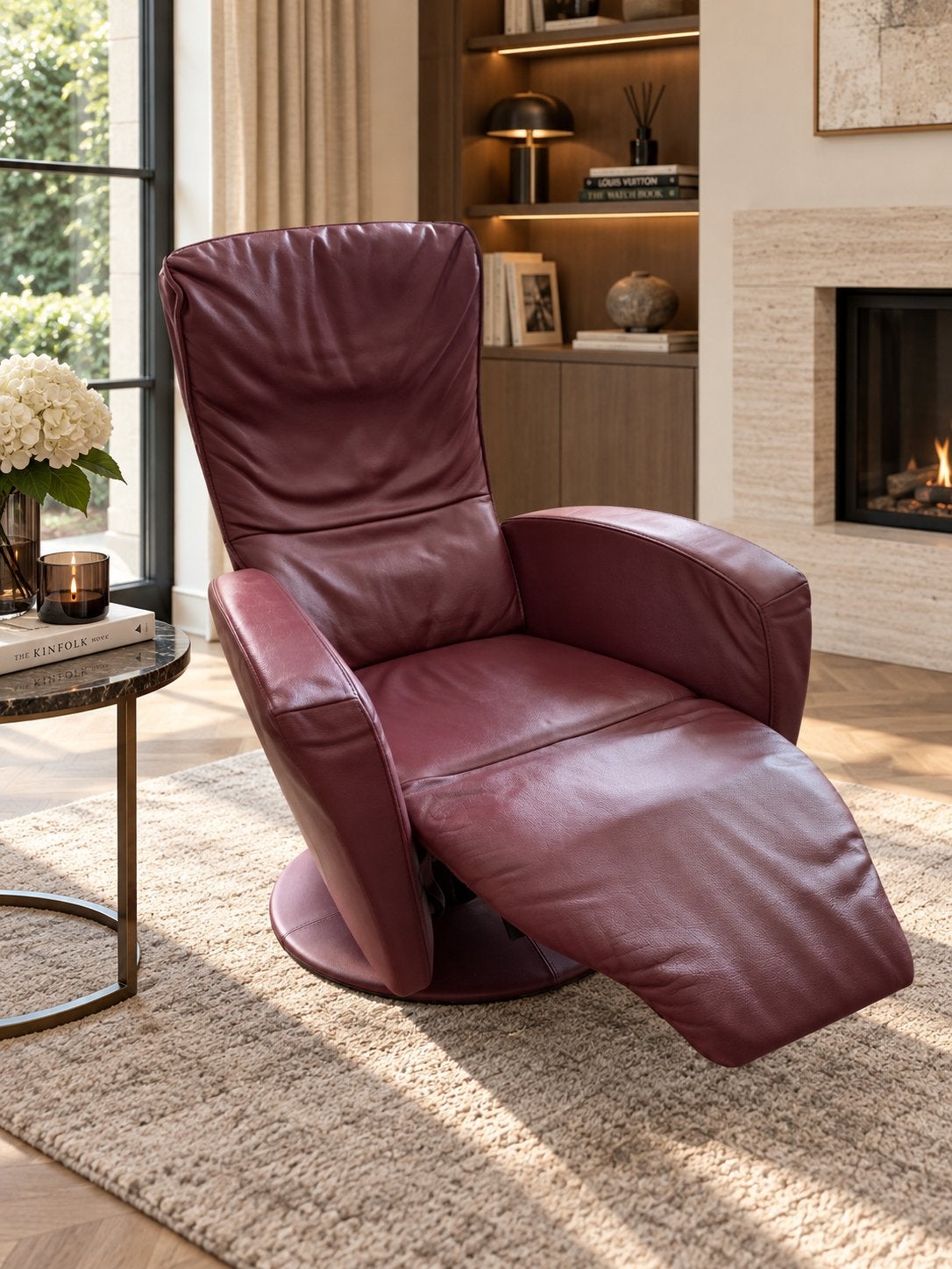Relaxzetel - bordeau - stevig materiaal, Enlèvement, Comme neuf