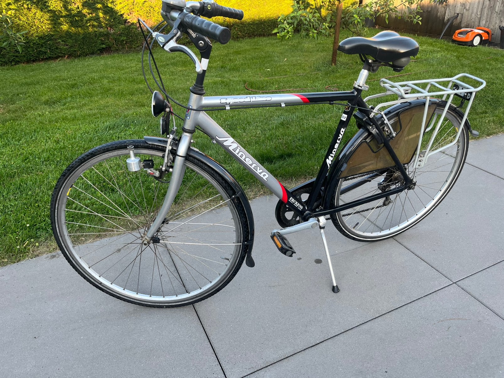 Herenfiets Minerva (slot+sleutel/fietspomp), Minder dan 10 versnellingen, Gebruikt, Velgrem, Overige maten