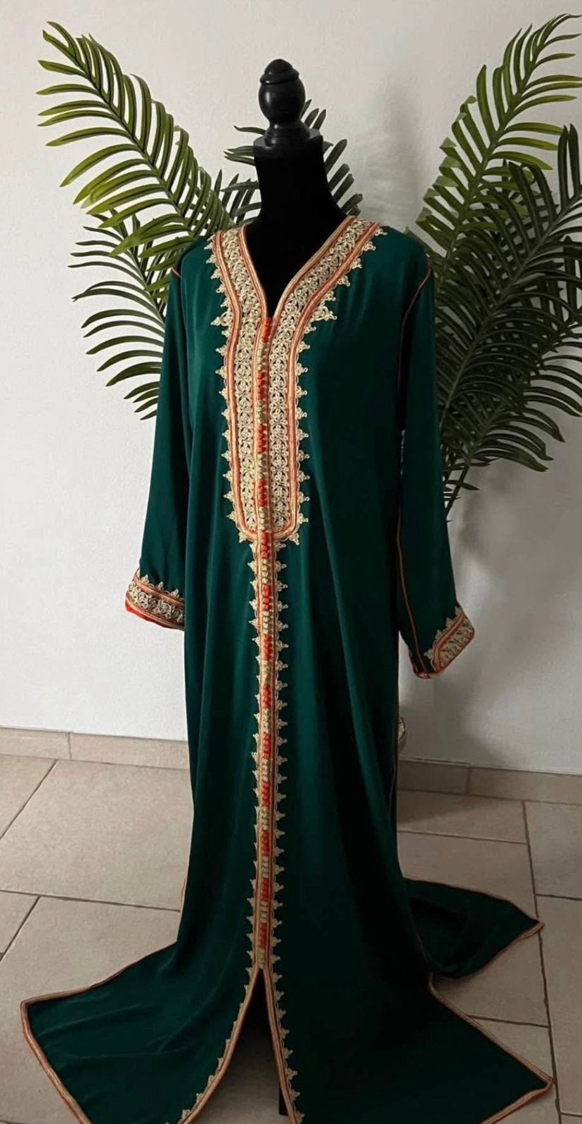 Caftan, Kleding | Dames, Gelegenheidskleding, Ophalen, Zo goed als nieuw, Maat 38/40 (M), Oranje