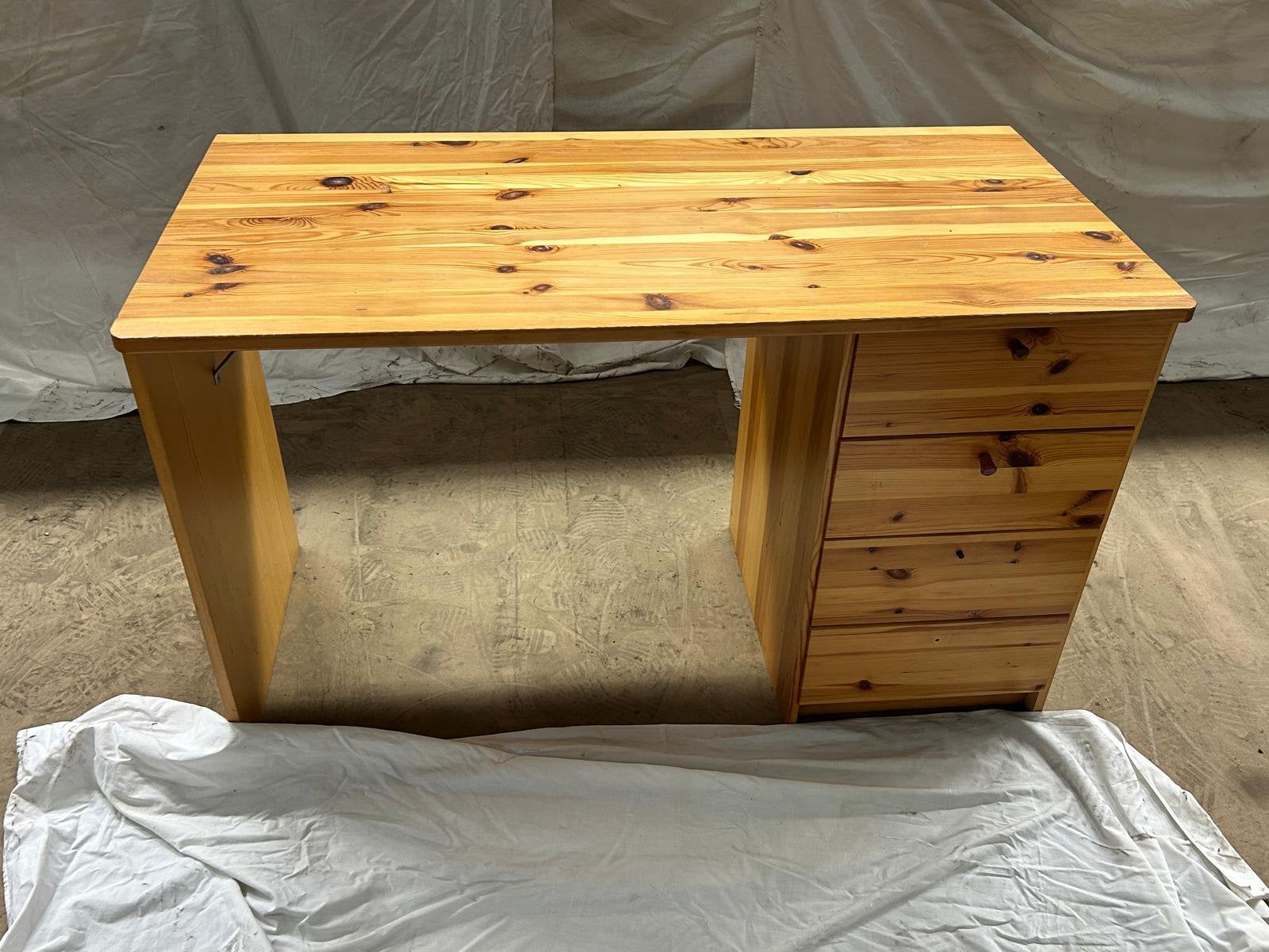 Massief houten bureau met 4 lades, Natuurlijk, Ophalen, Gebruikt