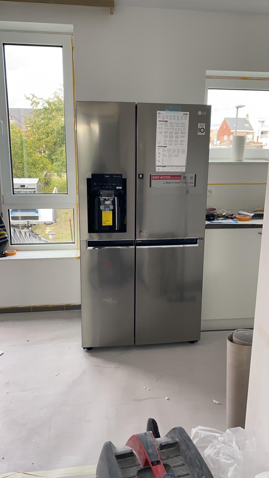 LG Amerikaanse koelkast / vriezer – Side-by-Side – inox, 160 cm ou plus, Enlèvement, Utilisé, 200 litres ou plus