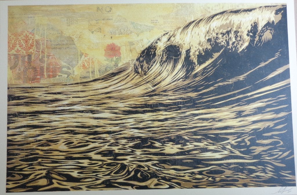 SHEPARD FAIREY / DARK WAVE / KLEURLITHO / 61x91cm / SIG 2018, Signé, Enlèvement ou Envoi