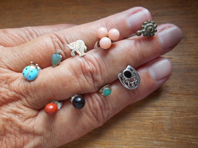 zilveren oorstekers, enz, enkel, + 2 paar kompleet, Handtassen en Accessoires, Oorbellen, Gebruikt, Blauw, Ophalen of Verzenden