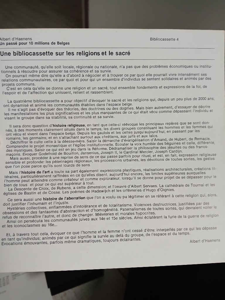 Un passé pour 10 millions de belges ,Artis historia, Livres, Histoire nationale, Enlèvement, 19e siècle, Utilisé