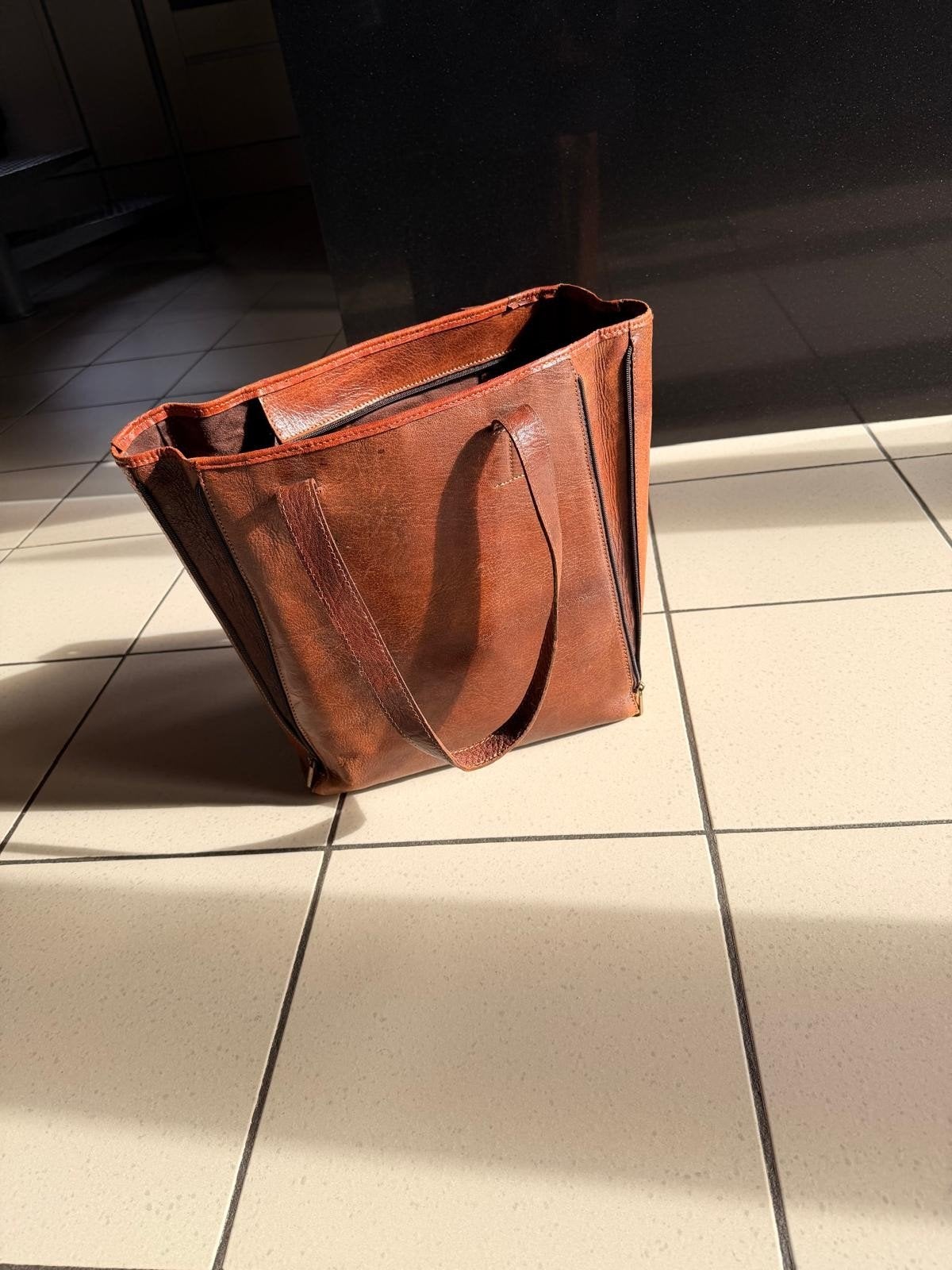 Tas van echt leer, Ophalen of Verzenden, Zo goed als nieuw, Bruin, Overige typen