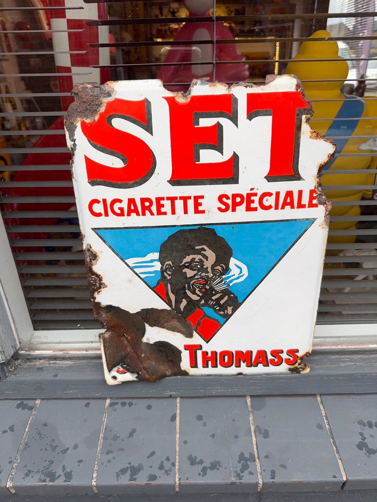 SET sigaretten emaille reclamebord, Reclamebord, Gebruikt, ., Ophalen of Verzenden