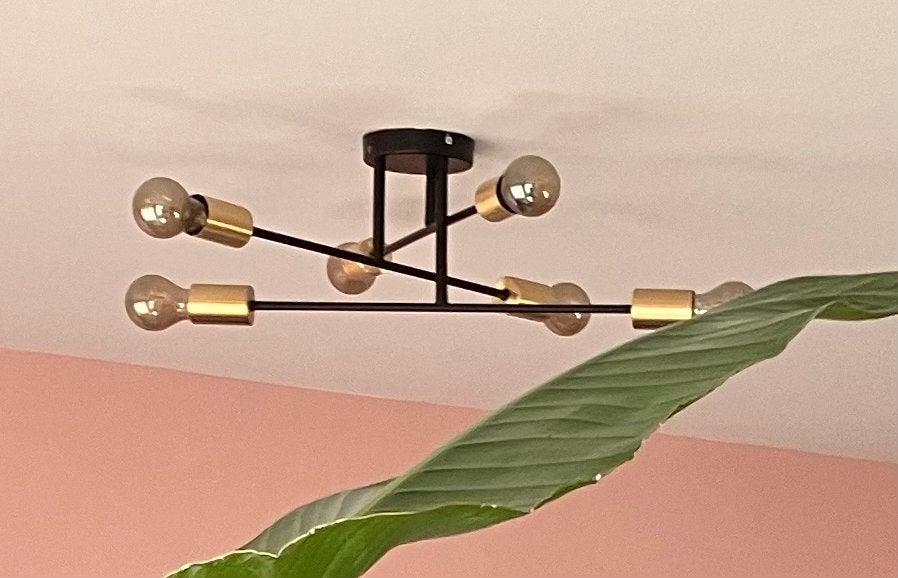 Plafondlamp zwart/gouden, Huis en Inrichting, Ophalen, Zo goed als nieuw