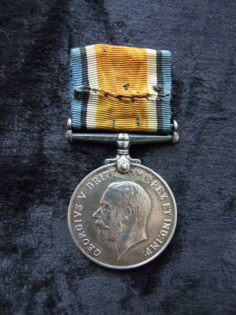 Engelse zilveren medaille, ereteken WO1   L.Delporte, Collections, Enlèvement ou Envoi, Armée de terre, Ruban, Médaille ou Ailes