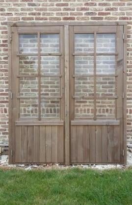 Portes vitrées en bois pour cabane de jardin, Tuin en Terras, Blokhut, 2 ramen, Hout, Ophalen