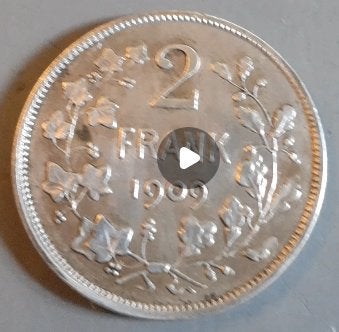 piece de monnaie argent 2fr de 1909 belge neerlandaise, Enlèvement ou Envoi, Argent, Argent