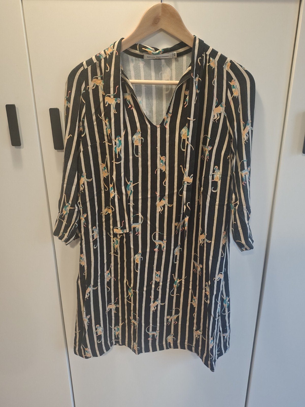 Nathalie Vleeschouwer gestreepte jurk / tuniek met apenprint, Nathalie Vleeschouwer, Blauw, Ophalen of Verzenden, Zo goed als nieuw