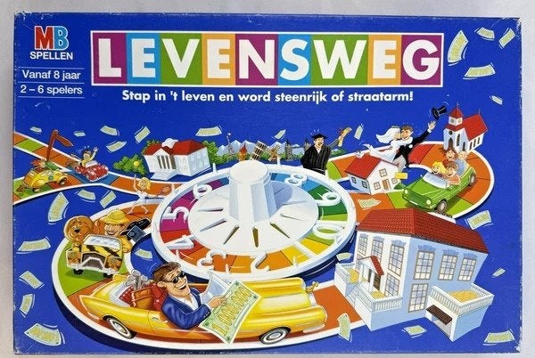 MB Levensweg bordspel vintage 1997 familiespel compleet spel, Een of twee spelers, Verzenden, Zo goed als nieuw, Hasbro